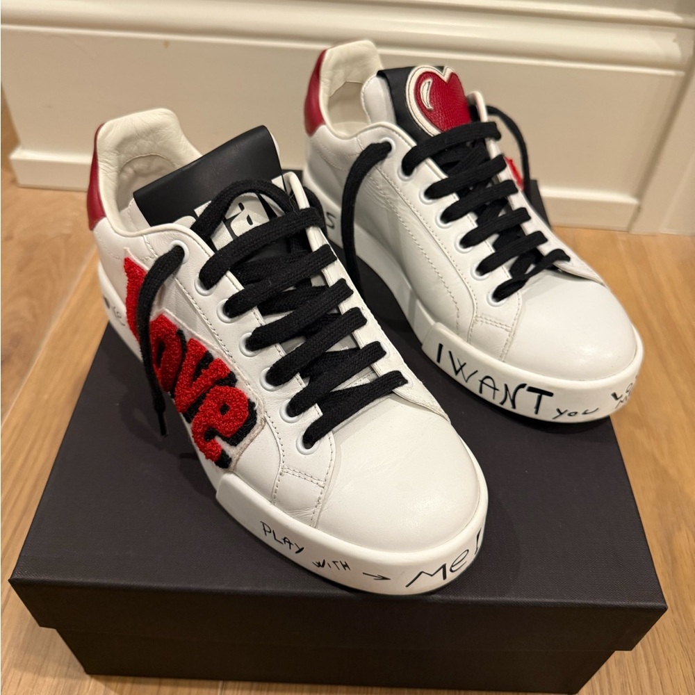 Dolce & Gabbana White and Red Sneakers